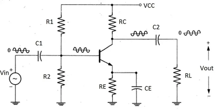 Voltage divider with blocking capacitor C2.